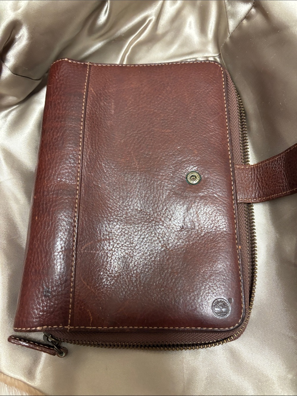 Timberland Binder Agenda Leather Planner Brown  Notebook Organizer Zip/Snap